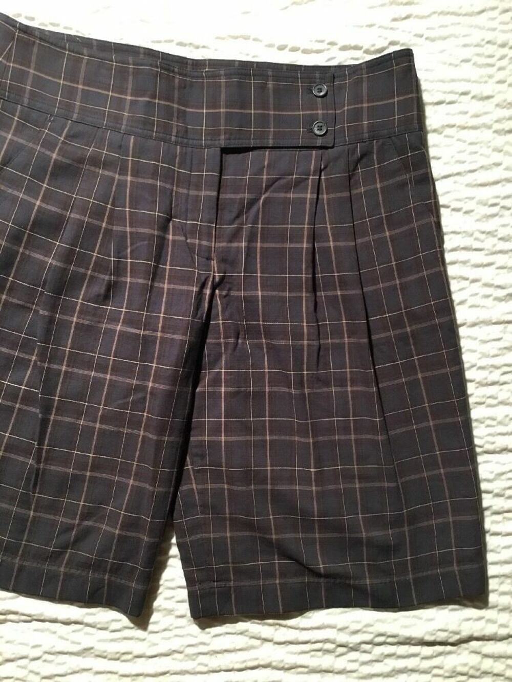 BCBG MAX AZRIA Brown Plaid Skort Size 10 -100% Cotton